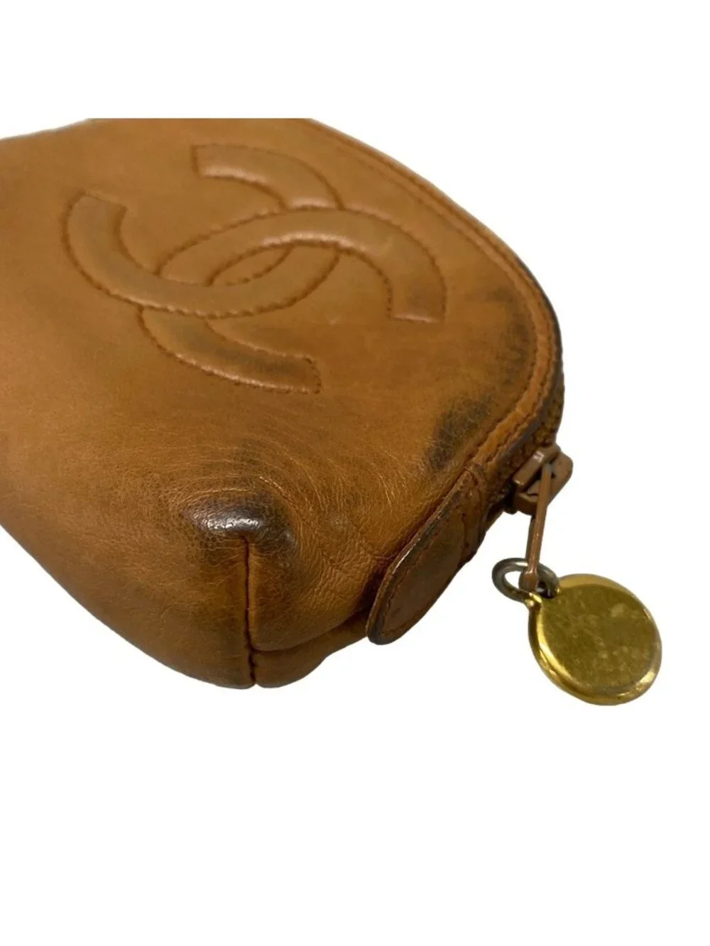 Chanel Coin Purse Dark Brown Gold Lambskin